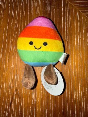 Rainbow Plush Egg With Brown Legs & Smiley Face Soft Stuffed Toy 3+ Years Multic